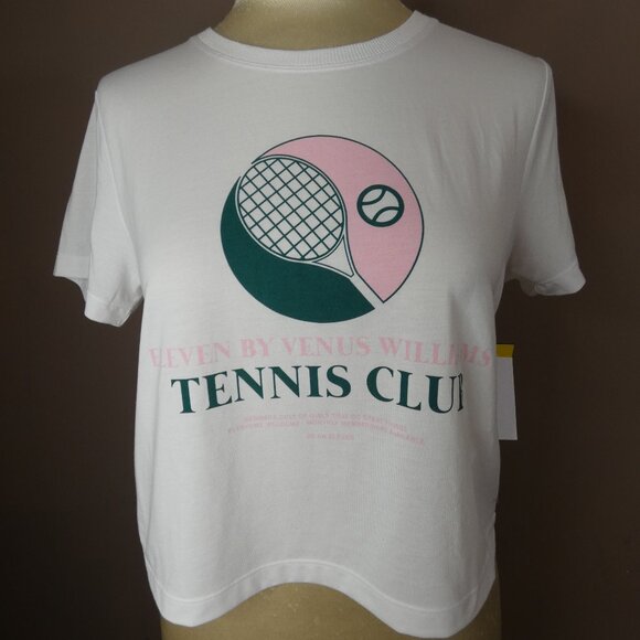 Eleven Venus Williams Women's M NWT Country Club Cropped Tee White Cotton Blend - Picture 9 of 9